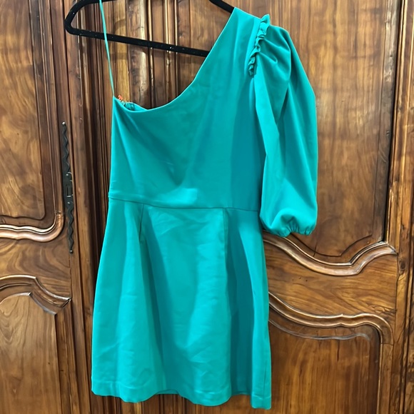 Zara one shoulder green mini dress - Christmas parties - Picture 4 of 4